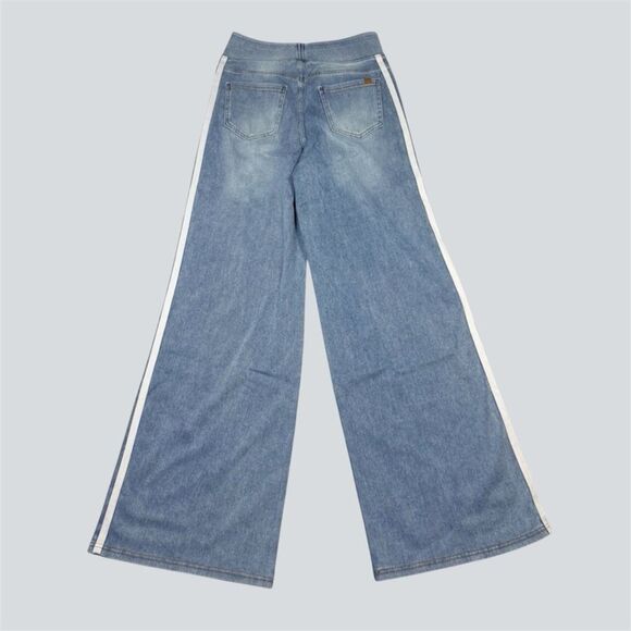 Halara Stretchy High Waisted Wide Leg Stripe Jeans Lightweight Powder Blue S NWT - Picture 8 of 15